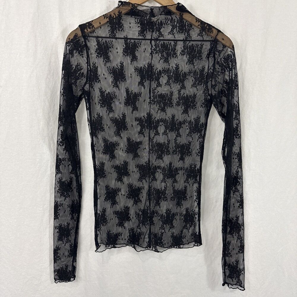 Free People Lady Lux Layering Lace Black Top Womens Sz M Sheer Dark Romantic